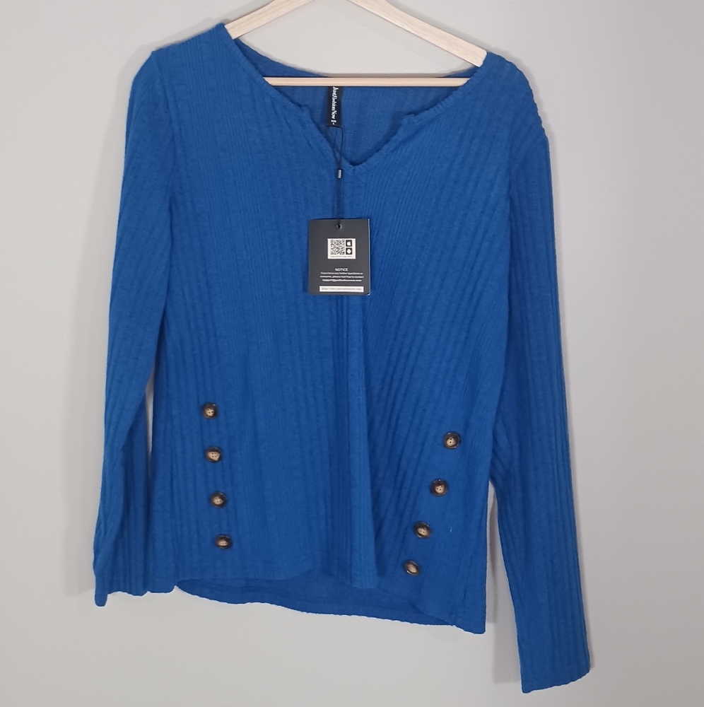 Just Fashion Know Pullover V- Neck Long Sleeve Women's Sweater Size L New